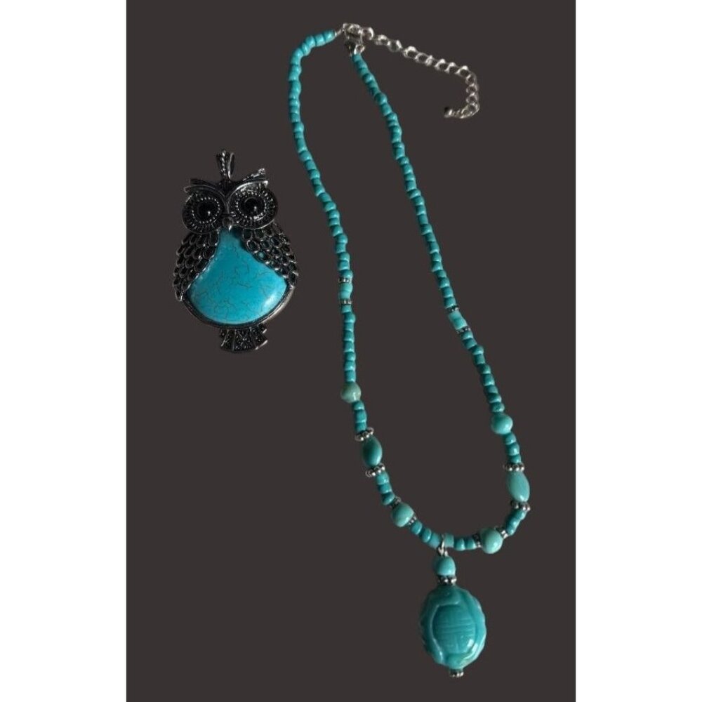 Lot of 2 Turquoise Pendant & Necklace